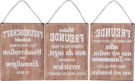 Set di 3 piatti metallici H20 cm frasi di amicizia decorazione per parete decorazione per casa regalo set di piatti