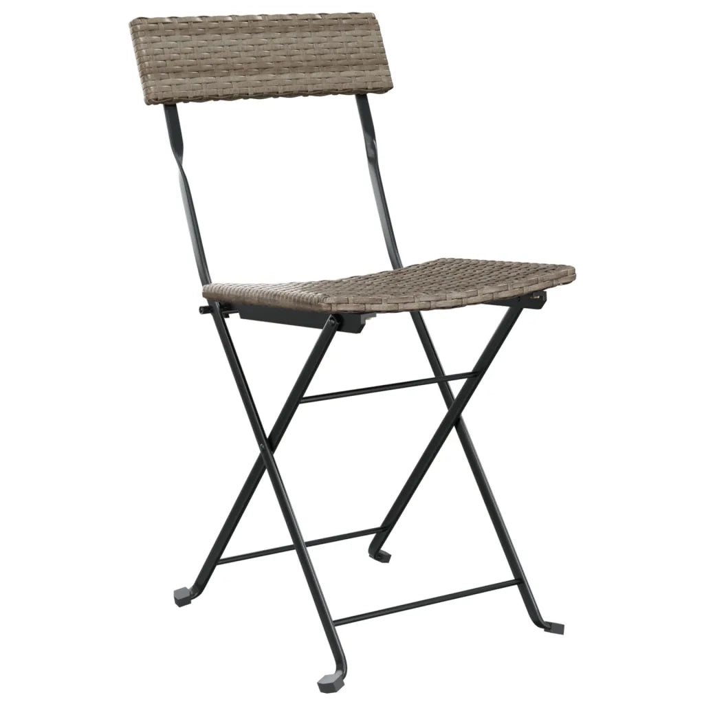 Sedie Pieghevoli da BistrÃ² 2 pz Grigie Polyrattan e Acciaio