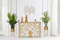 Portacandele da Parete 4 Posti 66x14x56 cm in Metallo Oro