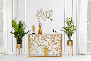 Portacandele da Parete 4 Posti 66x14x56 cm in Metallo Oro