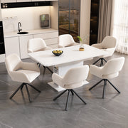 SEDIA Girevole in velluto beige con braccioli, set da 6 pezzi