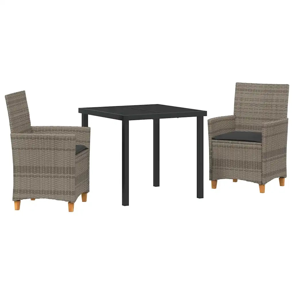 Set da Pranzo per Giardino 3 pcs Grigio polyrattan 3381072
