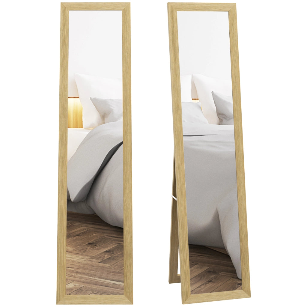 Specchio a Parete 37x155 cm con Cornice in Legno Rovere ¨C Zephmum ¨C Forma Rettangolare