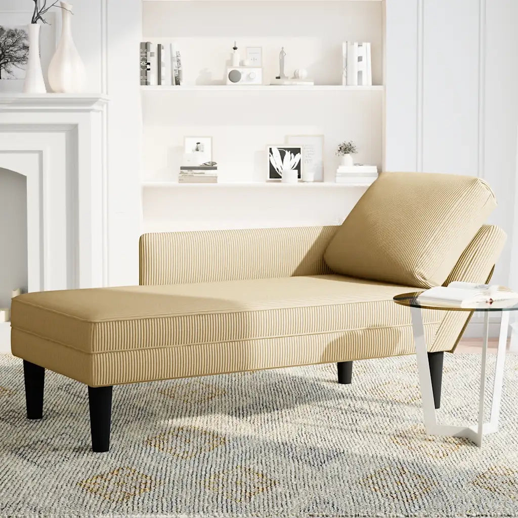 vidaXL Sdraio con Cuscino Destro Velluto a Coste Grigio Verde Chiaro