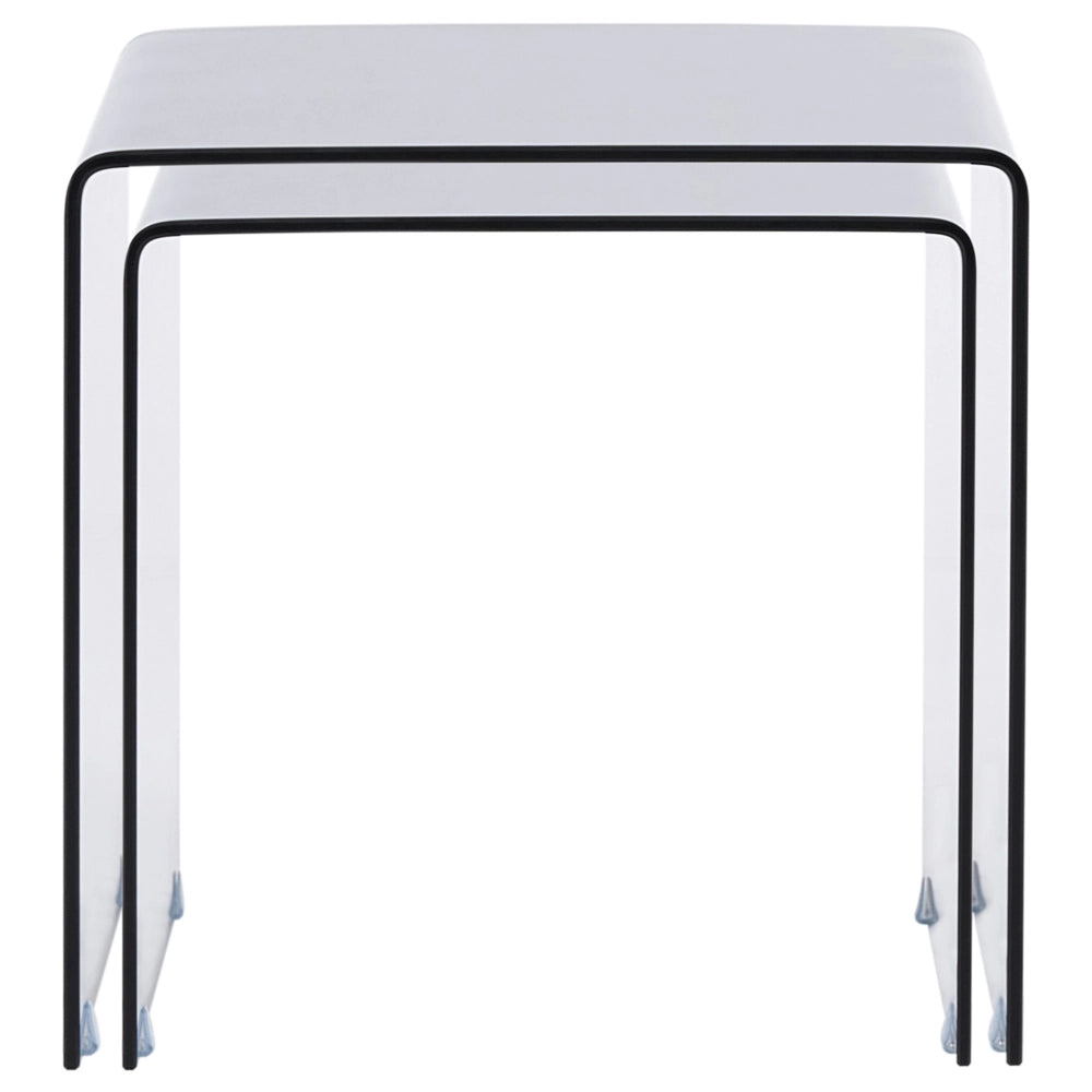 Set di 2 Tavolini Rettangolari in Vetro nero Trasparente Minimalista stile Minimalista soggiorno