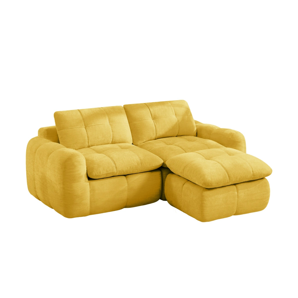 Divano modulare 194x160x68 cm senza montaggio in chenille giallo