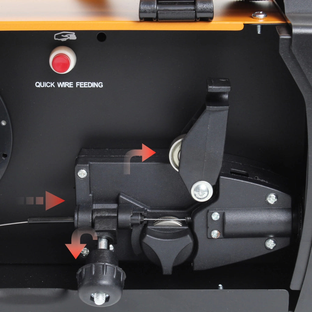 Saldatrice inverter MIG100 a filo animato senza gas con alimentatore, filo animato e IGBT