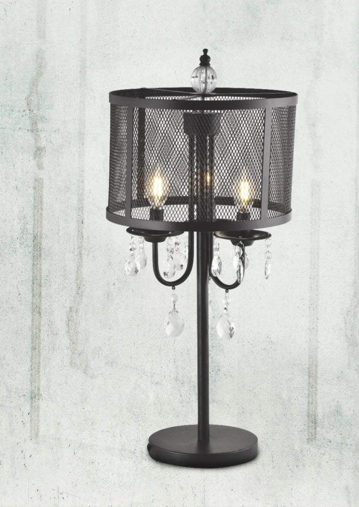 Lampada da tavolo nera Bresso Polux 3xE14 metallo vetro