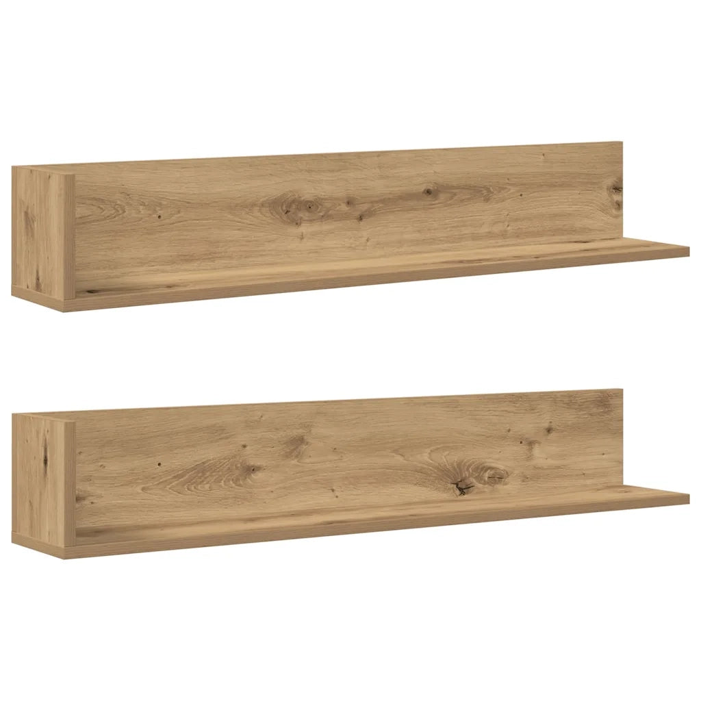 2 pz Mensole da Parete | Scaffali a Parete | Ripiano a parete Artigianale 100x16,5x16,5 cm Truciolato