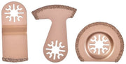 Set di lame per sega circolare 3 pezzi - Lame circolari 52 mm - Lame per sega circolare E 79 mm - Lame circolari piegate 75 mm - Lame per acciai resistenti - Multitool universale