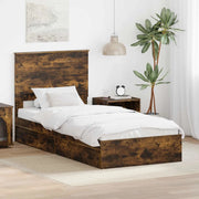 Letto con Contenitore Rovere fumé 75 x 190 cm Legno multistrato
