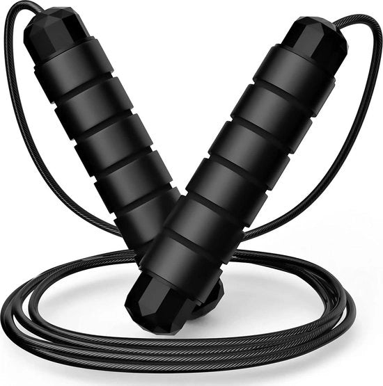 Touw per salti - Dispositivo per salti adattabile per Crossfit con rulli a sfera, lunghezza 28m, manico antiscivente con gomma antislip, telaio in acciaio, guaina in PVC.