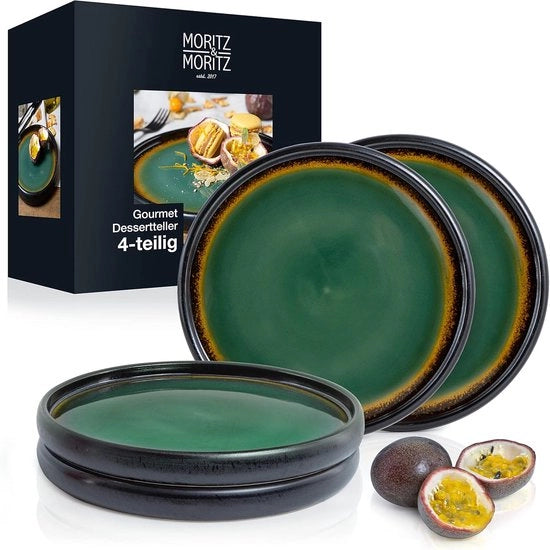 Set di 4 Piatti di Cotto - 21 cm - Perfetto per Desserti, Torta e Colazione