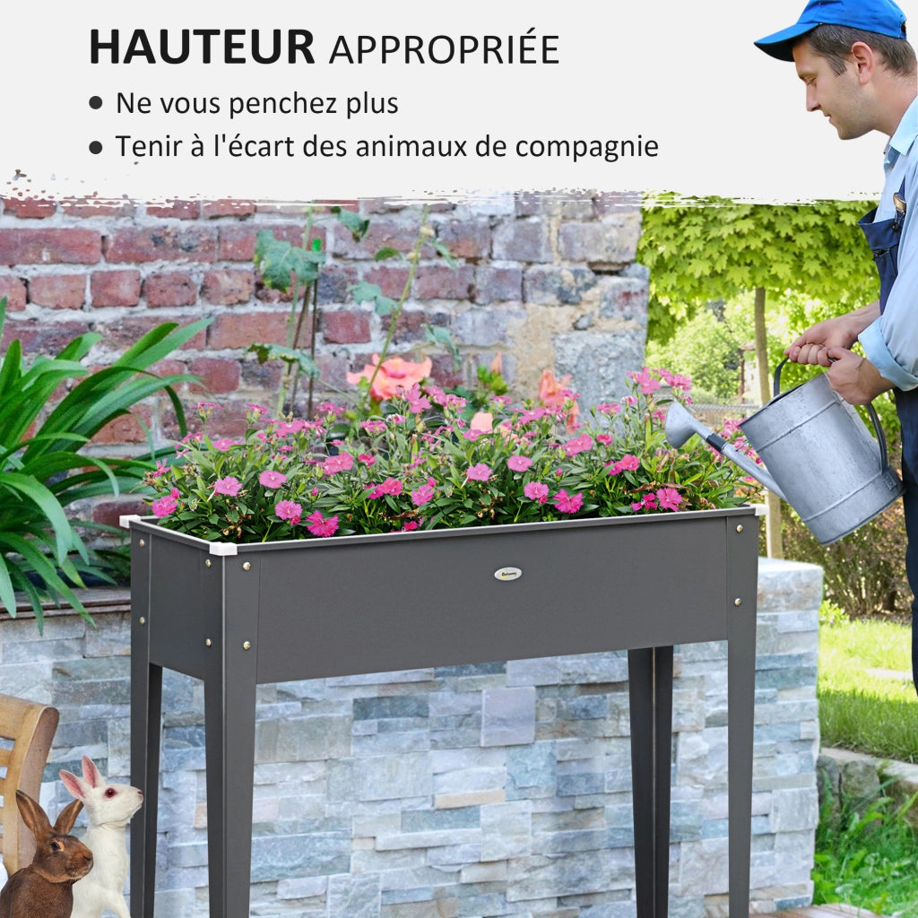 Vaso Giardino Quadrato con Fori Drenaggio ¨C zephmum ¨C Grigio Acciaio Galvanizzato 100x30x80 cm