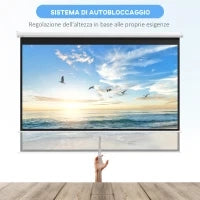 Telo per Proiettore 100" Rapporto 16:9, Fissaggio a Muro e Soffitto per Casa e Ufficio, Bianco