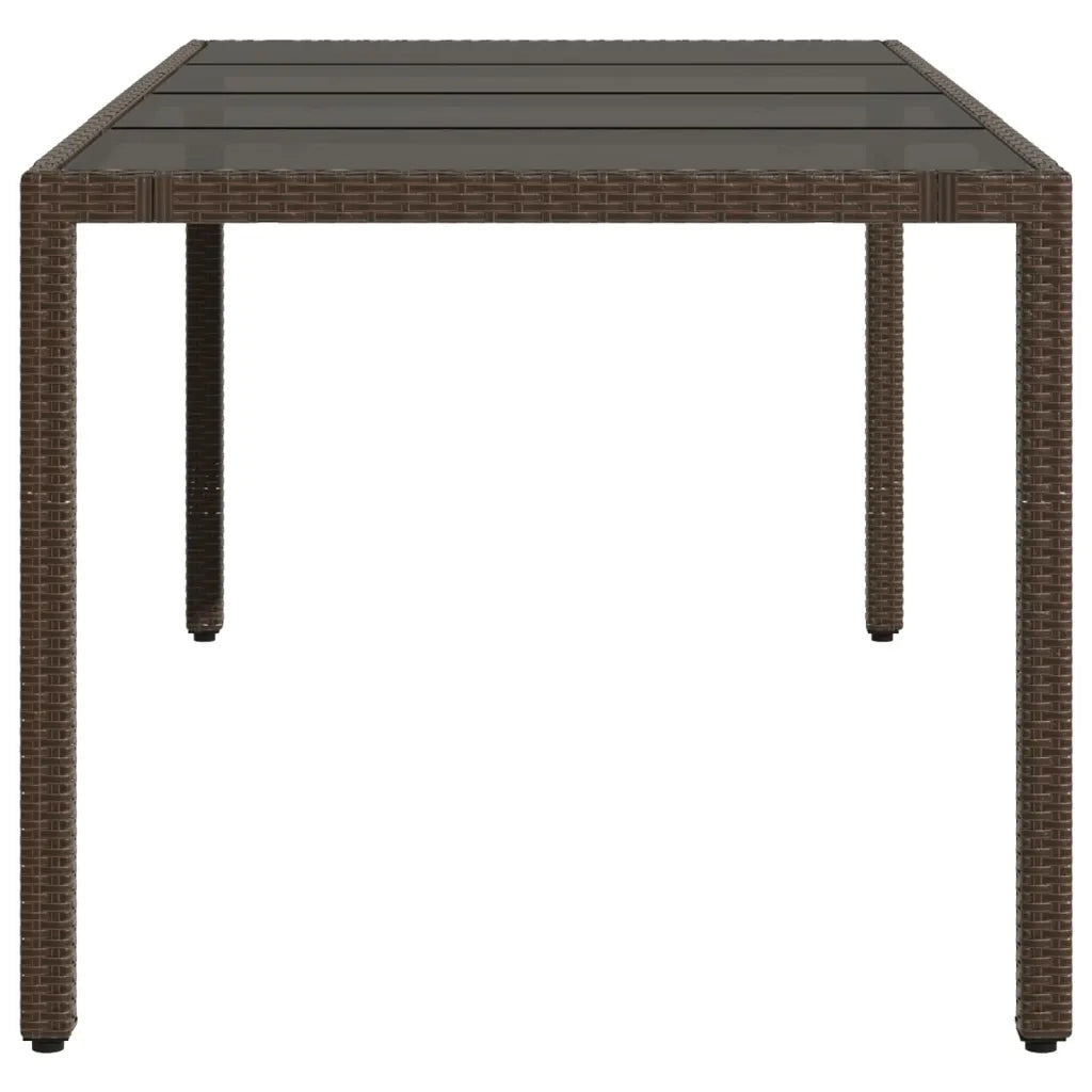 Tavolo Giardino Piano in Vetro Marrone 190x90x75 cm Polyrattan