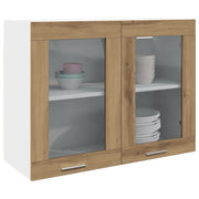 Pensile con Vetro “Lyon” Rovere Artigianale 80x31x60 cm 856120