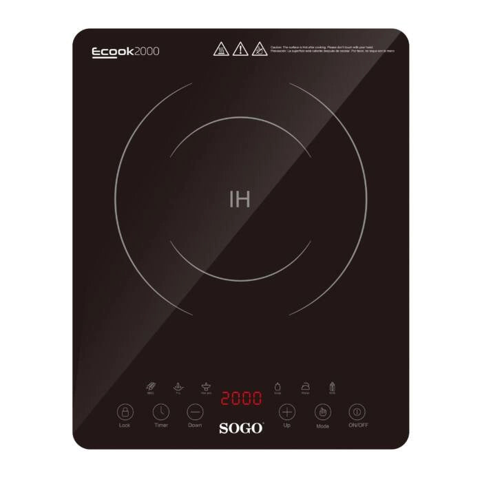 Piastra induzione portatile 2000W con controllo touch digitale, 9 livelli potenza e timer 180 min per cucina mobile - Sogo