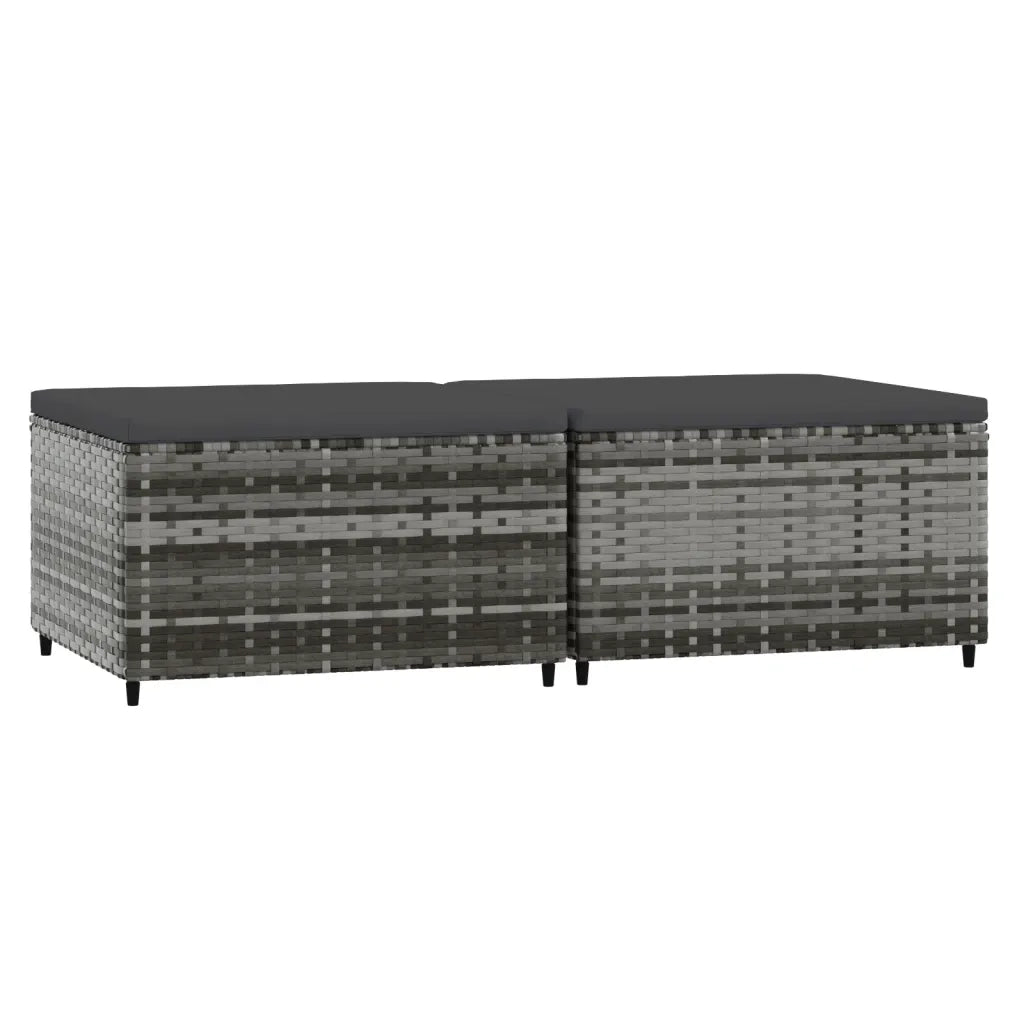 Poggiapiedi da Giardino con Cuscini 2 pz in Polyrattan Grigio CFW5639743