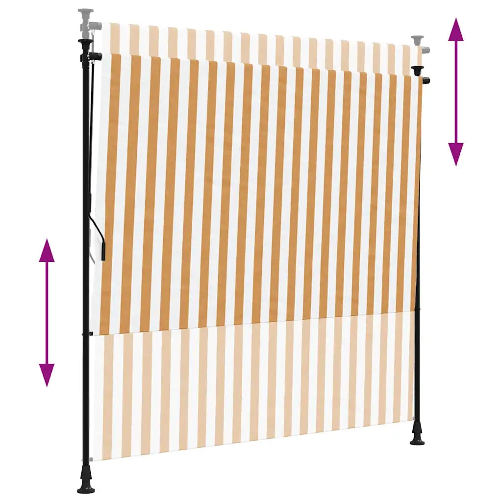 Tenda a Rullo Esterno-Tenda avvolgibile Arancio Bianca 200x270cm Tessuto Acciaio