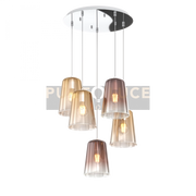 SOSPENSIONE CROMO TONDA 5 LUCI (3 AM + 2 RA) 1164CR-S5 T-AR