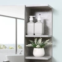 kleankin Specchiera Bagno a Parete con Anta e Mensole Laterali in Legno, 80x19.8x64cm