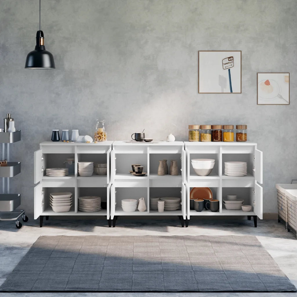 Credenze 3pz | Madia | Buffet da pranzo | Armadio da pranzo Bianche 60x35x70 cm in Legno Multistrato