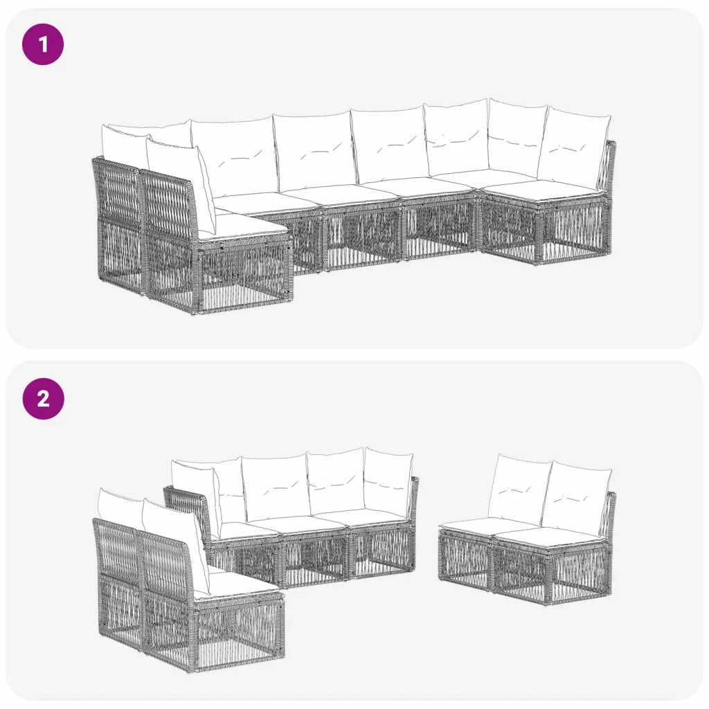 Set Divano da Giardino 7 pcs Beige polyrattan 3434166
