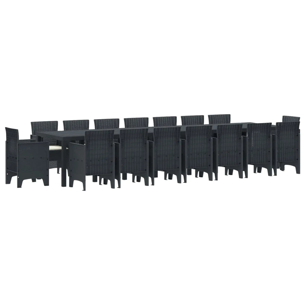 Set da pranzo da giardino con cuscini 17 pz Antracite PP 3378656