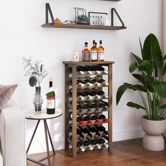 Wijnhouder. Wijnrek per casa bar. Design elegante (noce) 24 x 93,47 x 44,07 cm