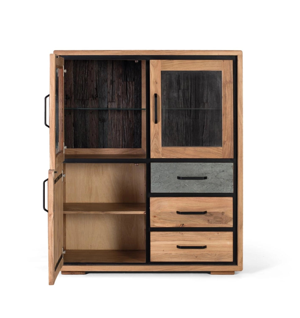 Credenza realizzata a mano in legno di acacia 110 cm