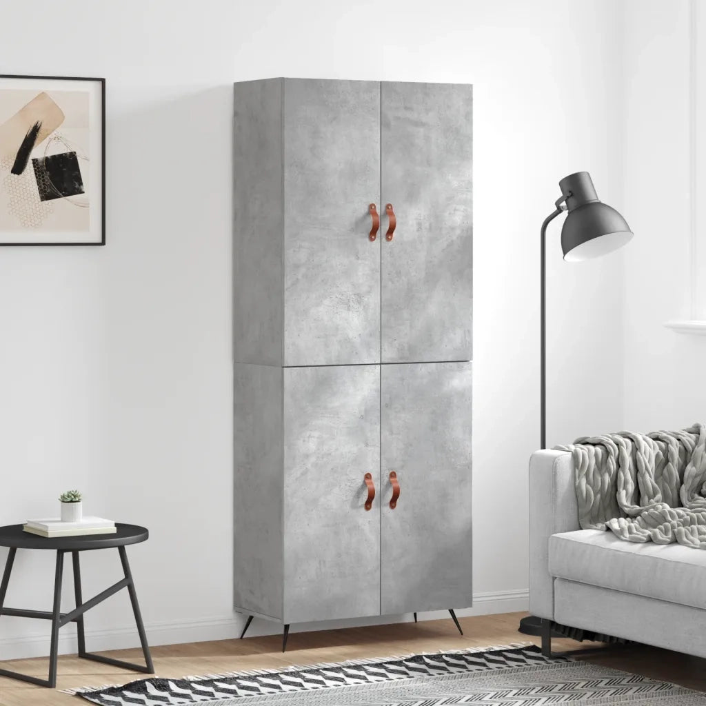 Credenza | Madia | Buffet da pranzo | Armadio da pranzo Grigio Cemento 69,5x34x180 cm in Legno Multistrato