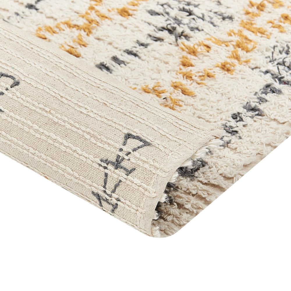 Tappeto in cotone beige 160 x 230 cm rettangolare motivo geometrico soggiorno camera da letto