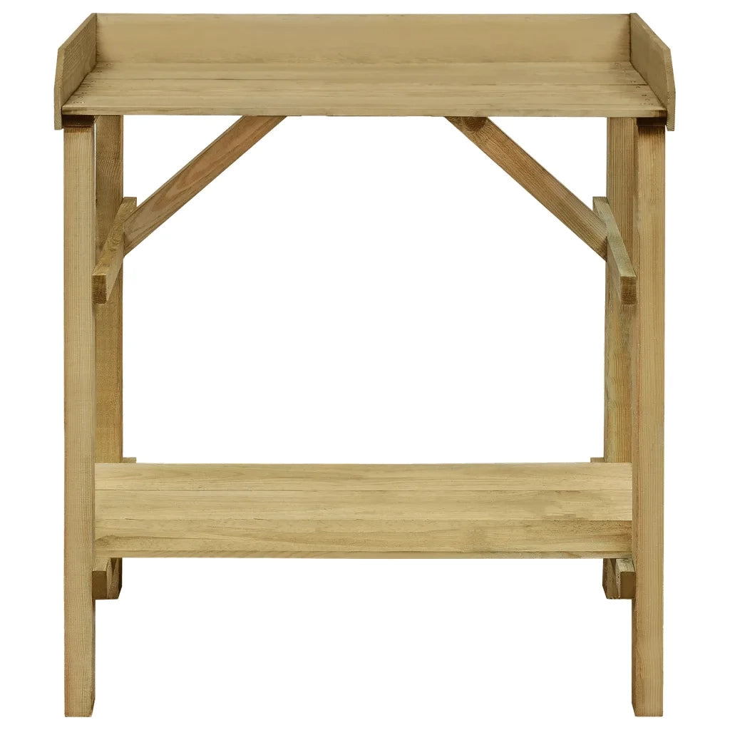 Tavolino da fioriera in legno 75 x 40 x 90 cm con 2 ripiani design moderno stile da giardino in pino impregnato marrone 02_0045910