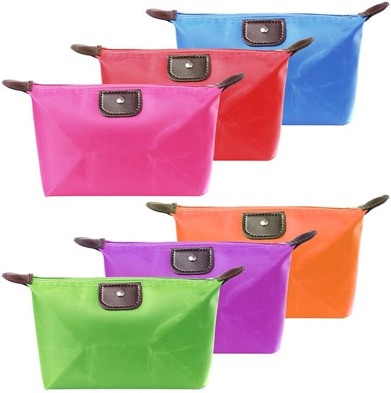 Set di 6 borse da viaggio per cosmetici, piccole, impermeabili, con cerniera, borse da trucco portatili per donne e ragazze (6 colori)