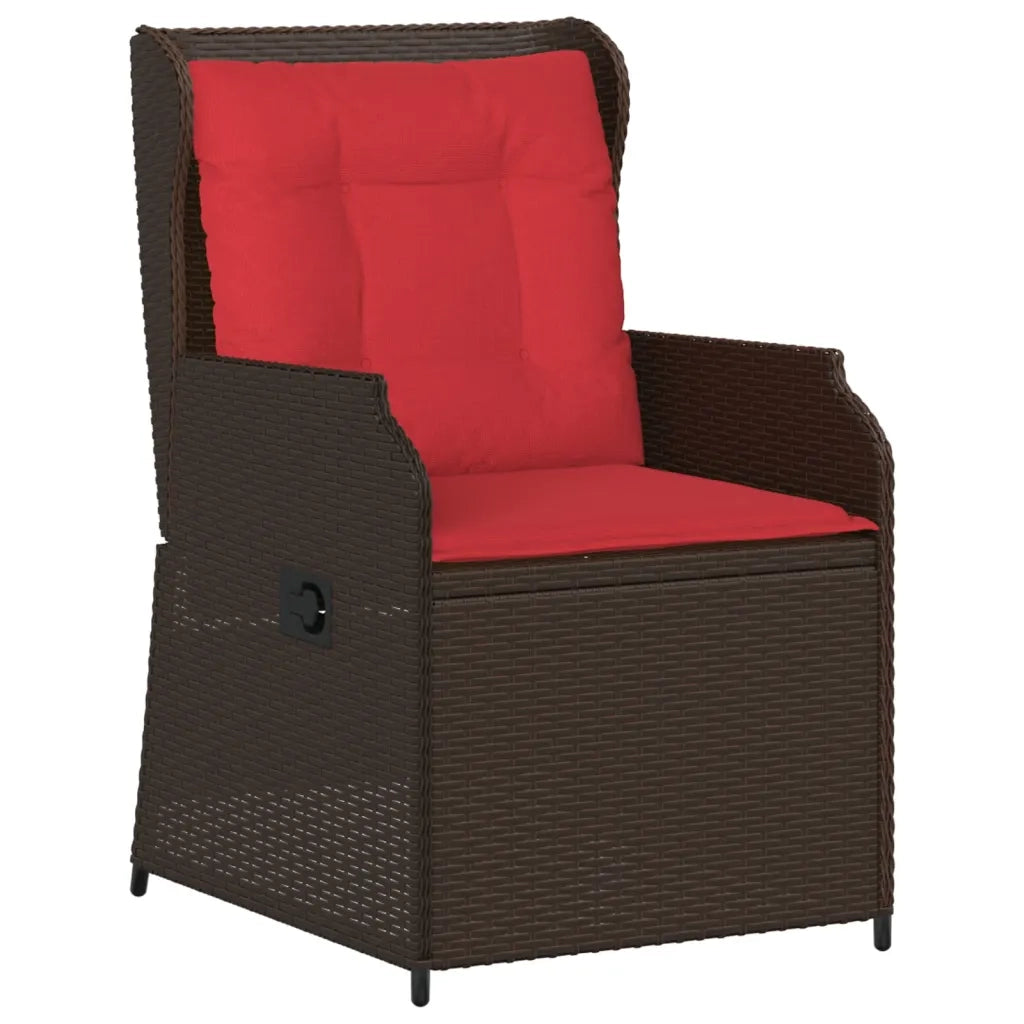 Sedie da giardino reclinabili 2 pz con Cuscini in Polyrattan Marrone 368997