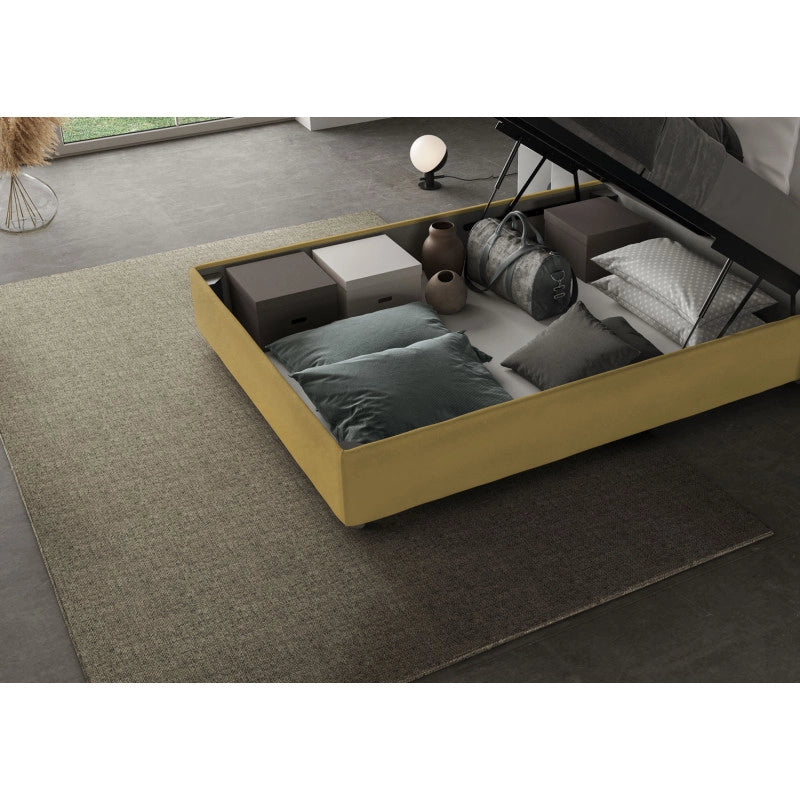 Letto imbottito Piazza e mezzo 120x200 cm Large - Contenitore,Microfibra,Ocra