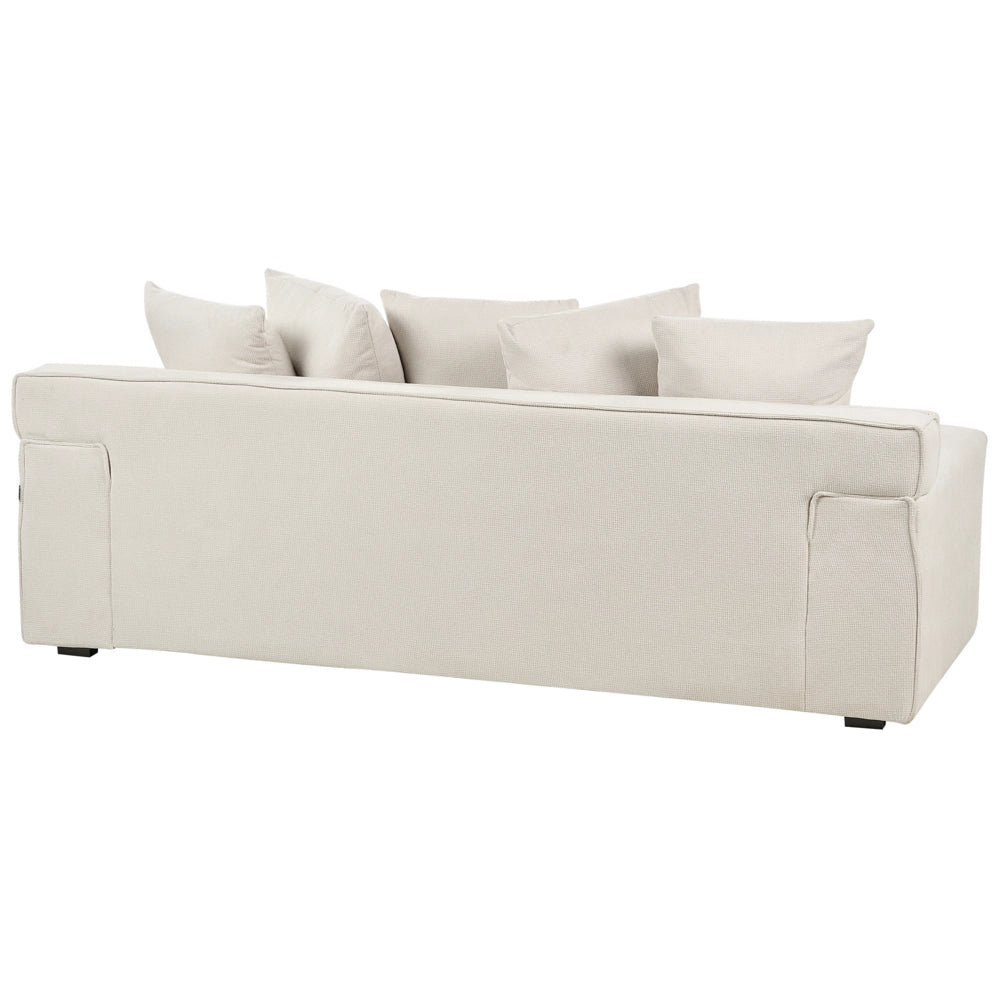 Divano 3 Posti in velluto Color bianco sporco confortevole soggiorno moderno retrò