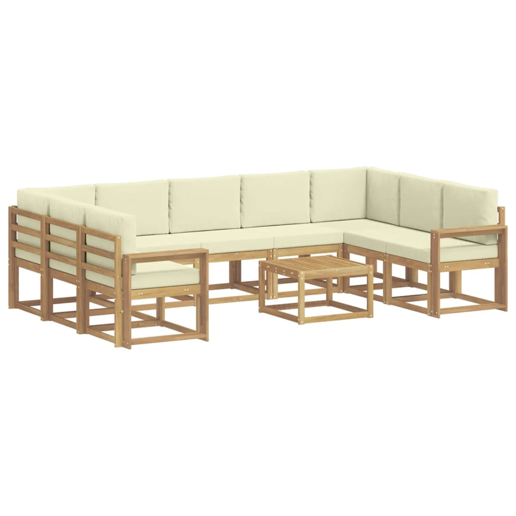 Set di divani da esterno 10 pz Bianco e Crema Poliestere 3388259