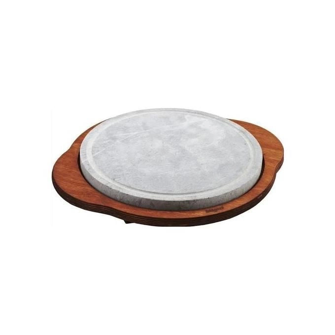 Bisetti BISETTI_99011 Pietra Ollare Rotonda in Steatite con Base in Legno Wengé colore Legno Wengé