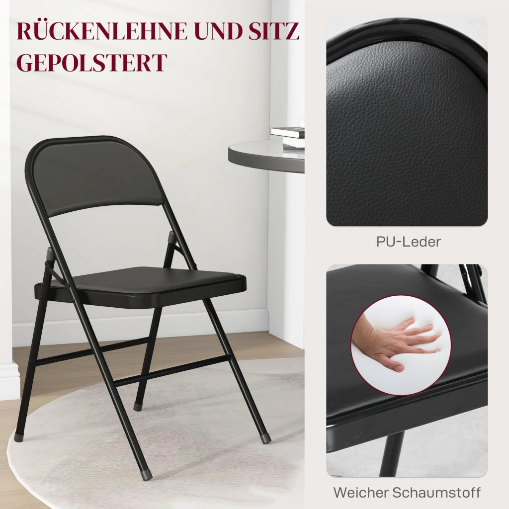 Set 2 Sedie Pieghevoli da Ufficio ¨C Xylo ¨C Gambe Metallo, Similpelle Nero