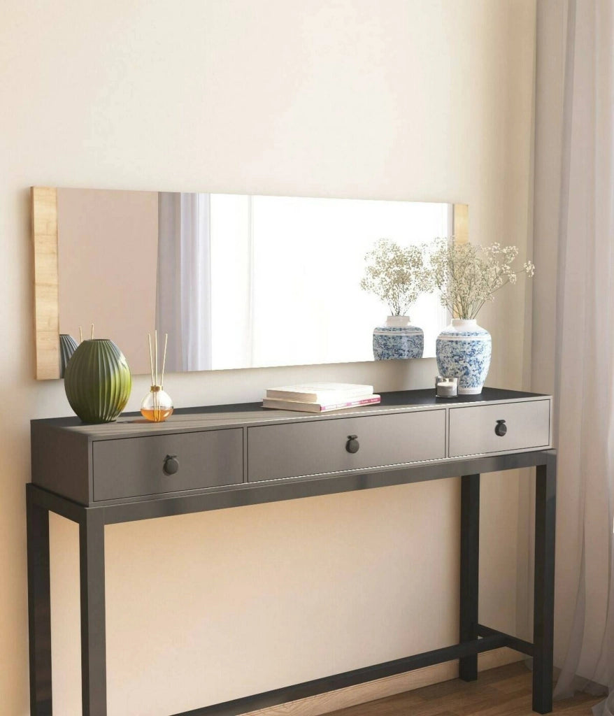 Specchio Fiammetta, Specchiera, Articolo d'arredo a muro, Decorazione con specchio, 40x2h120 cm, Rovere