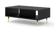 TAVOLINO DA CAFFÈ RAVENNA B IN MDF RIVESTITO 90x60x45 NERO OPACO GAMBE ORO