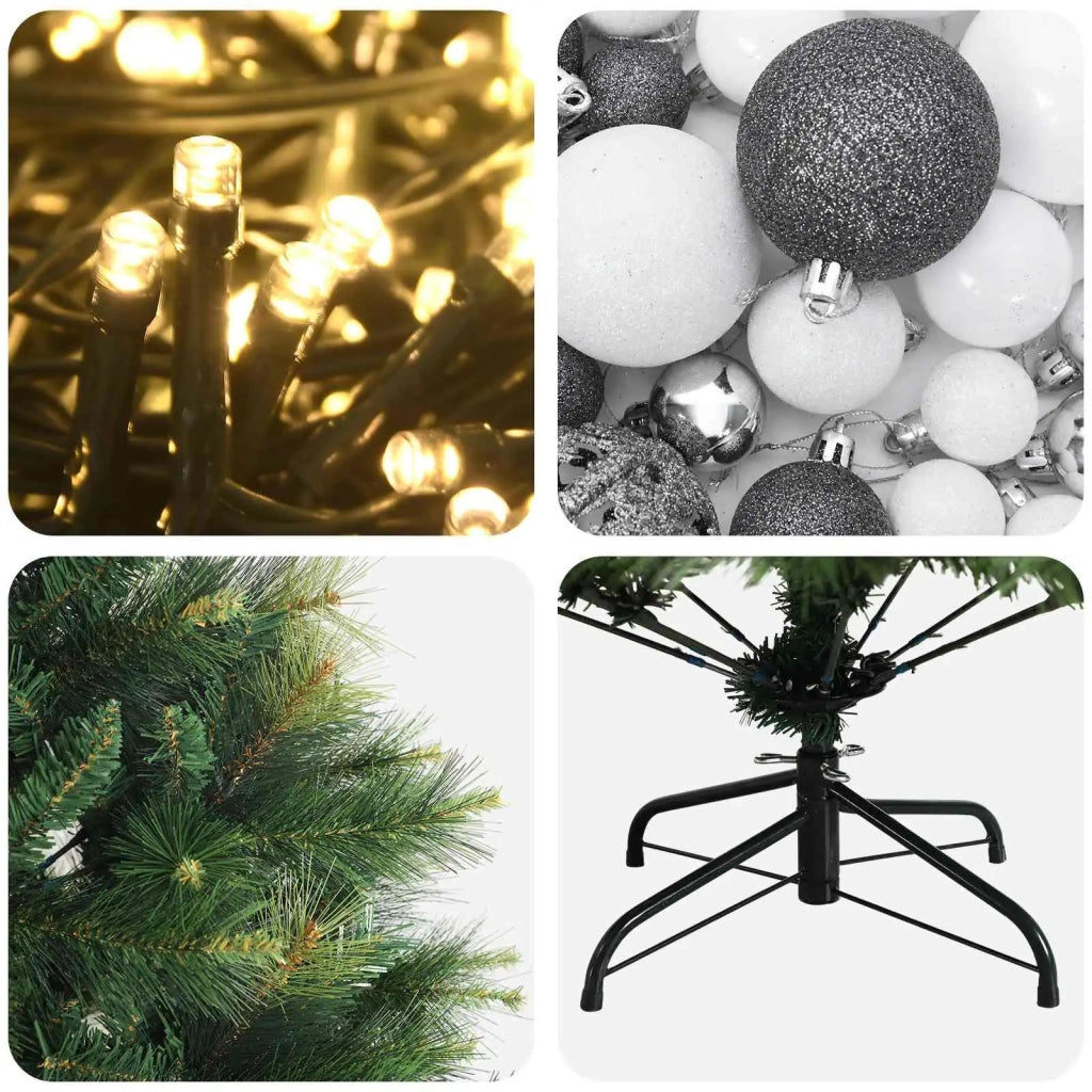 Albero di Natale artificiale con palline 180 cm 300 LED 3467198