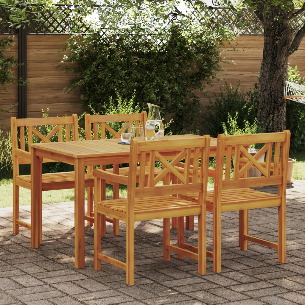 Set da Pranzo da Giardino 5 Pezzi Legno Massello di Acacia