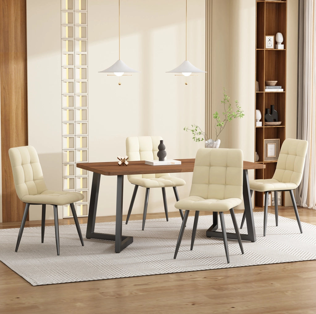 Set tavolo e 4 sedie 117x68 cm design moderno MDF colore noce