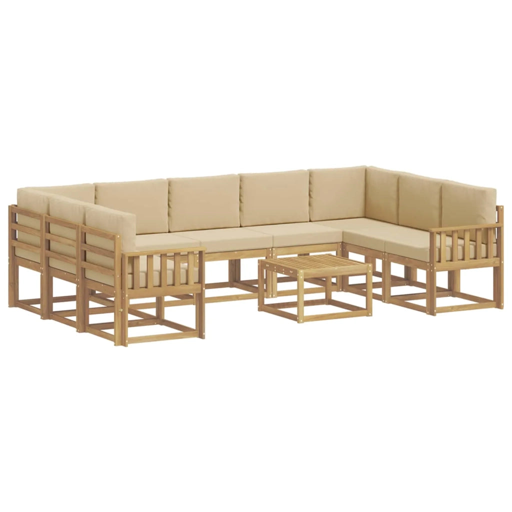 Set di divani da esterno 10 pcs Bianco e Beige 59 x 59 x 37 cm