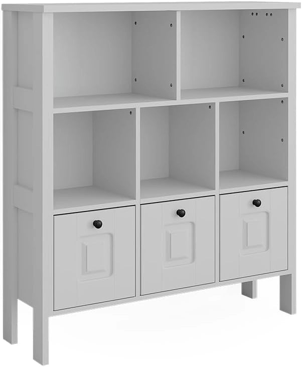 Libreria bambini Ajaton, Bianco, 103.6 x 113.4 cm, combinabile per riporre giocattoli e libri