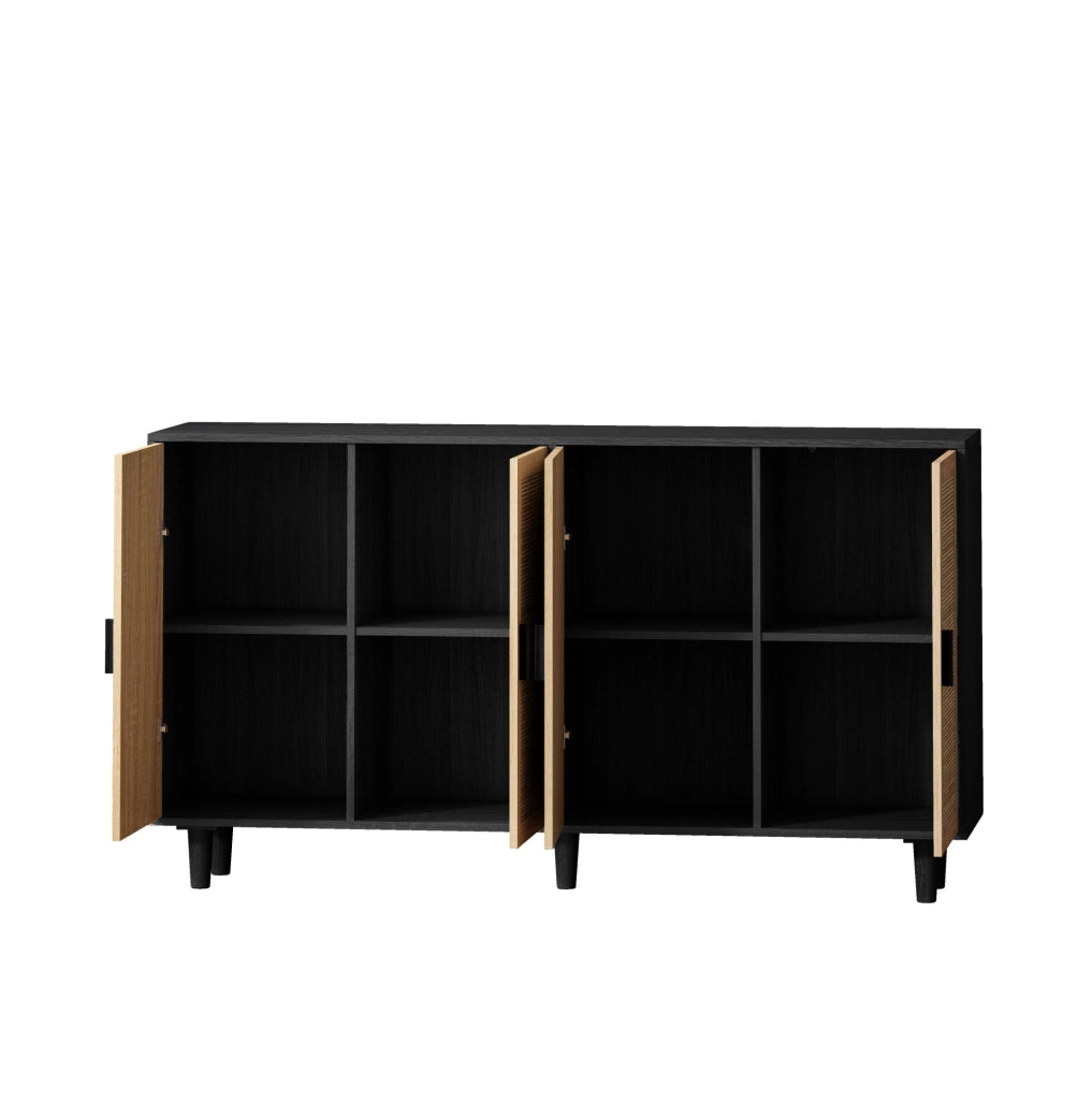 Armadio contenitore 4 ante in rattan; 158 x 40 x 88 cm; nero