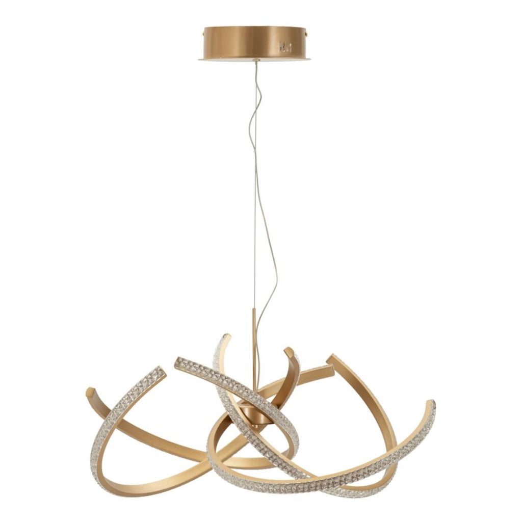 Lampadario Celtic con cerchi intrecciati in oro spazzolato